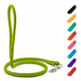 Rolled Leather Dog Leash 6Ft x 0.4 in for Small Medium and Large Dogs Heavy Duty Leather Leash for Outdoor Walking Running Training Green Color