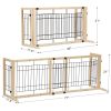 Wood Freestanding Pet Gate;  38"-71" Length Adjustable Dog Gate;  Safety Fence for Stairs Doorways;  Natural