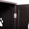 2-Tier Functional Wood Cat Washroom Litter Box Cover with Multiple Vents, a Round Entrance, Openable Door,Brown XH