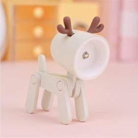 Mini Cute Animal Pet Dogs Deer Designer Led Night Light Table Lamp Kids Toys Gift For Birthday/Easter/Boy/Girlfriends (Color: Beige)