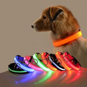 Glow-In-The-Dark Pet Collar For Dog & Cat; LED Dog Collar For Night Walking; USB charging (Color: Red)