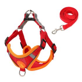 Small Dog Harness Puppy Harness and Leash Set with Reflective Strip for Small Dog Breeds (Color: Red, size: L)